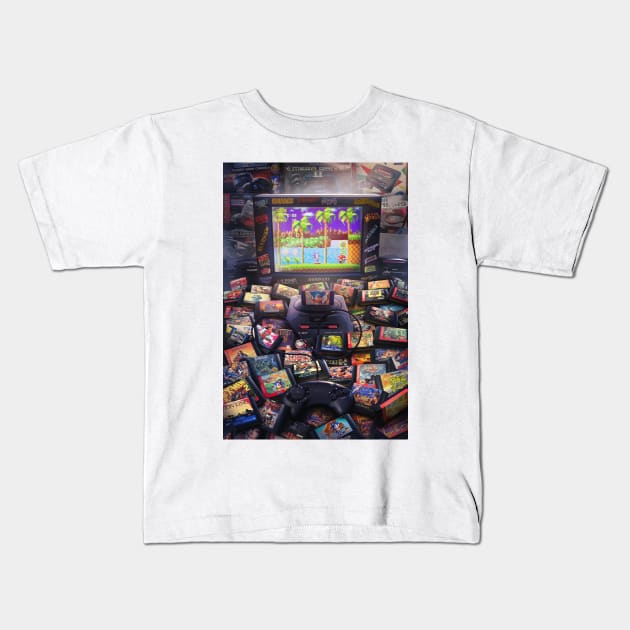 Sega Megadrive - Gnesis Legacy Kids T-Shirt by Rachid Lotf